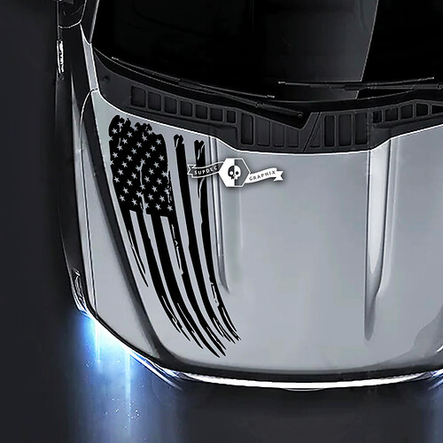 Ford F-150 XL XLT STX LARIAT Hood Destroyed Flag USA Side Graphics Decals Stickers