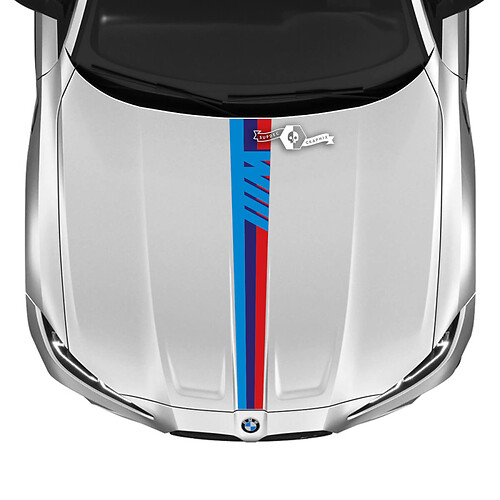 2021+ BMW M4 M3 G80 G82 G83 M Performance Hood M Color Center Vinyl Decal Sticker