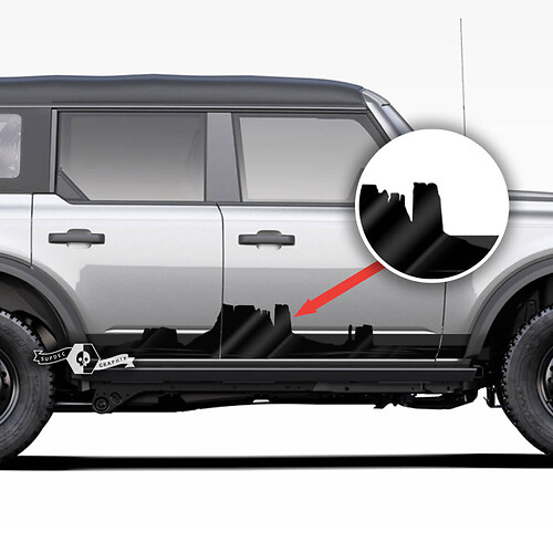 Pair of Mountains Style Rocker Panel Side Monument Valley Decals Stickers for Ford Bronco #2