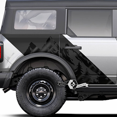 Pair of Style Doors Side Mountains Decals Stickers Forest for Ford Bronco 2 Colors
