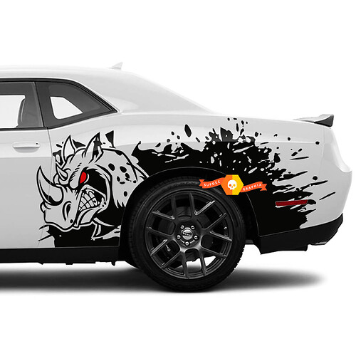 Pair Dodge Challenger SXT GT RT Rhino Side Stickers Decals Design Vinyl Graphics 2 Colors
