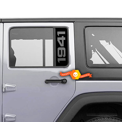 Pair Jeep 1941 Window Gladiator Wrangler Doors Vinyl Stickers Decal left right