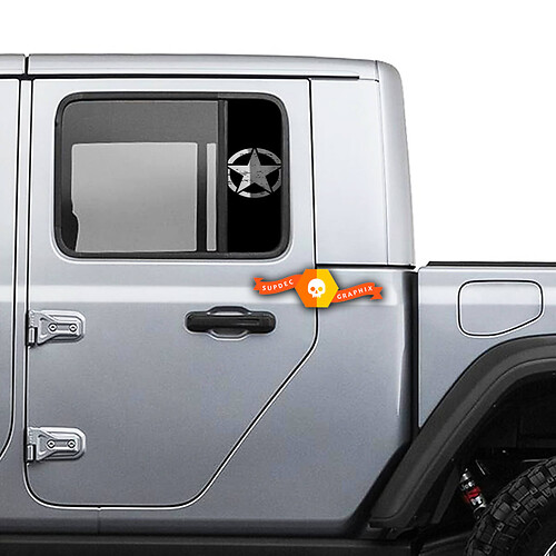 Pair Jeep  Window Army Star Destroyed Gladiator Wrangler Doors Vinyl Stickers Decal