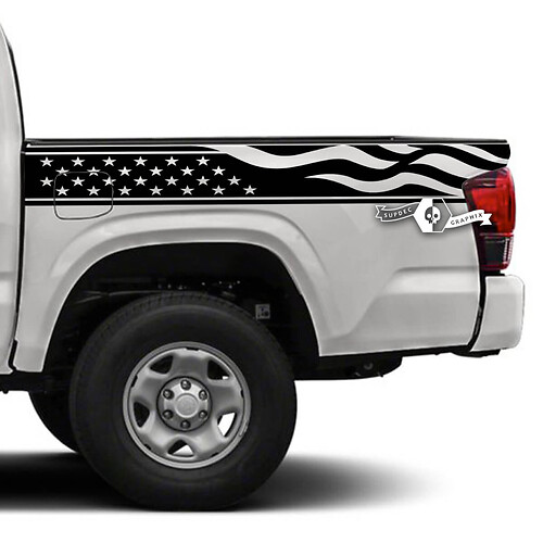 Pair Toyota Tacoma SR5 Bed Side USA Flag Vinyl Decals Graphic Sticker