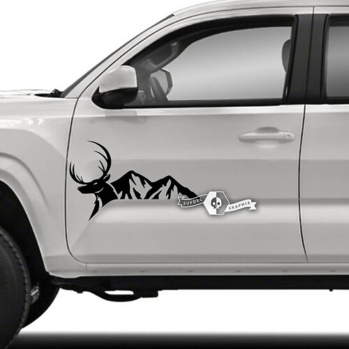 Pair Toyota Tacoma SR5 Doors Side Deer Mountains Vinyl Decals Graphic Sticker