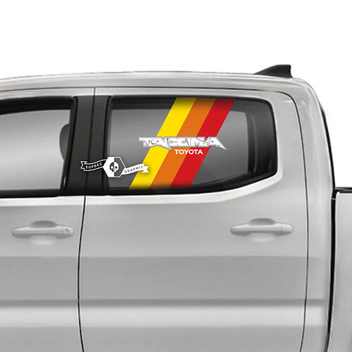 Toyota Tacoma Raptor style Window Old School Stripes Vinyl Decals Graphic Sticker