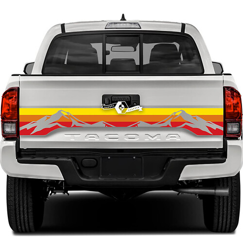 Toyota Tacoma SR5 Tailgate Three Colors Old School SunSet  Vintage Classic Colors Mountains Vinyl Decals Graphic Sticker