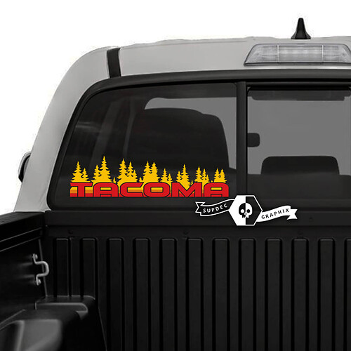 Toyota Tacoma SR5 Tailgate  Forest  Vintage Classic Colors  Vinyl Decals Graphic Sticker