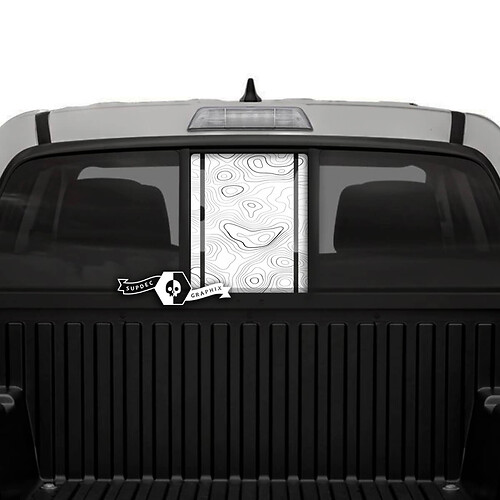 Toyota Tacoma SR5  Pick-up Truck Rear Window Tailgate Topographic Map Topo Vinyl Decals Graphic Sticker