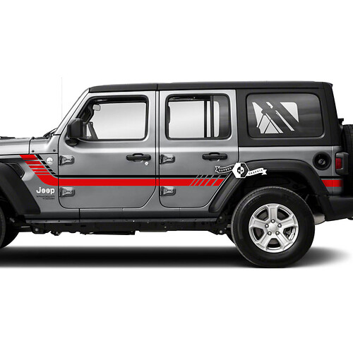 2  Jeep Wrangler Unlimited Doors Fender Side Stripe 2 Colors Vinyl Sticker Decal