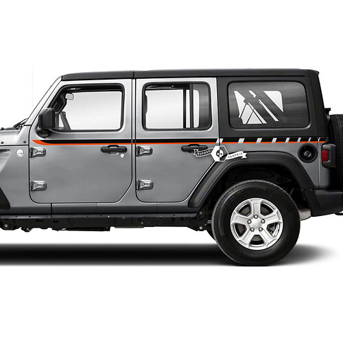 Pair Jeep Wrangler Unlimited Accent Line Doors Fender Side Stripe Vinyl Sticker Decal 2 Colors