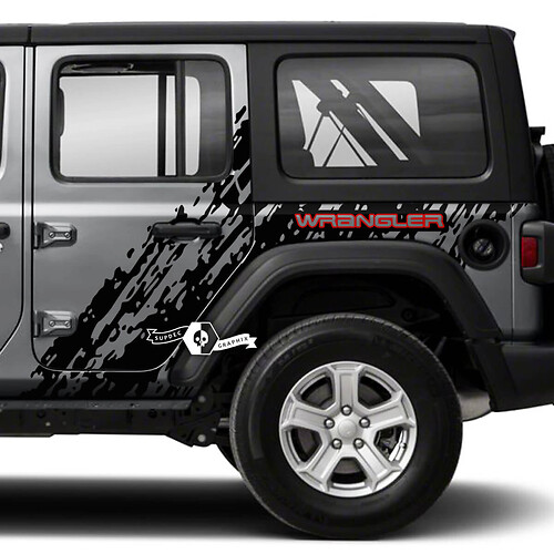 Pair Jeep Wrangler Unlimited Splash Doors Side Mud 2 Colors Logo Wrangler Graphic Sticker Decal JK 4 Door