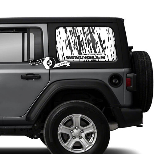 Pair Jeep Wrangler Unlimited Doors Window Side Mud  Vinyl Sticker Decal