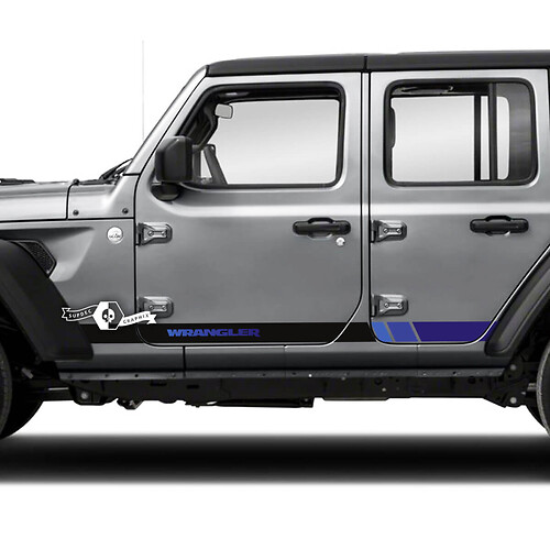 2x Jeep Wrangler Unlimited Doors Fender Topographic Map Side Stripe Logo 4 Colors Vinyl Sticker Decal