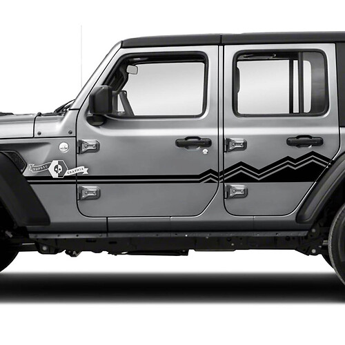Pair Jeep Wrangler Unlimited Doors Fender Mountains Side Stripe Vinyl Sticker Decal