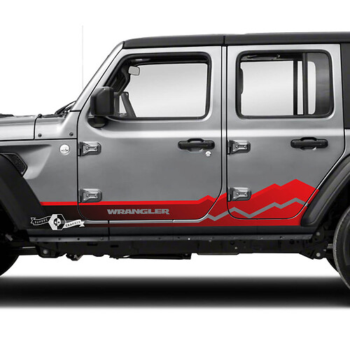 Pair Jeep Wrangler Unlimited Doors Fender Mountains Side Stripe Vinyl Sticker Decal Gradient