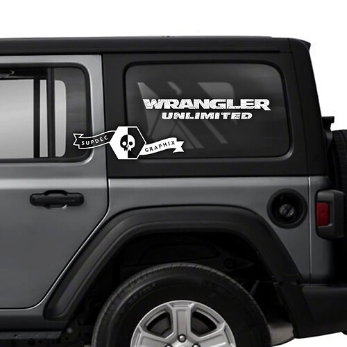 Pair Jeep Window Side Wrangler Unlimited Topographic Map Vinyl Sticker Decal

