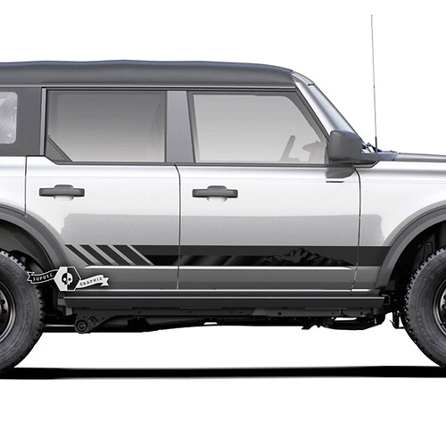 Pair Ford Bronco Mountains Style Rocker Panel Side Lines Doors Decals Stickers