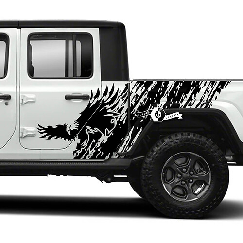 Gigantisk US Bald med Distressed Stripes Wrap Bed Side Doors Vinyl Stickers Decals for Jeep Gladiator
