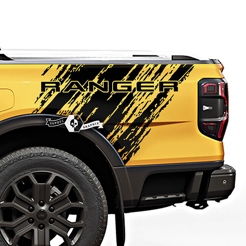Pair Ford Ranger Raptor Destroyed Logo Bed Side Vinyl Stickers Decals