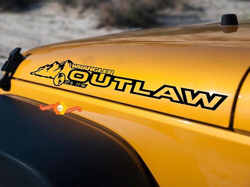 PAIR Jeep Sticker Decal OUTLAW WRANGLER Hood Sticker Decal rubicon sahara JK CJ TJ YJ