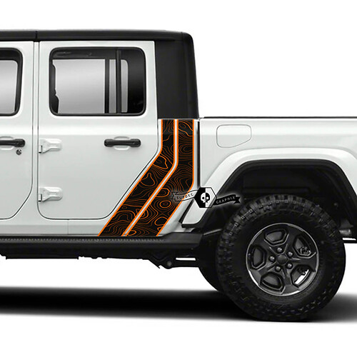 Pair Jeep Gladiator Rubicon Doors Topographic Map 4x4 Off-Road Racing Stripe Kit Outline 2 Colors