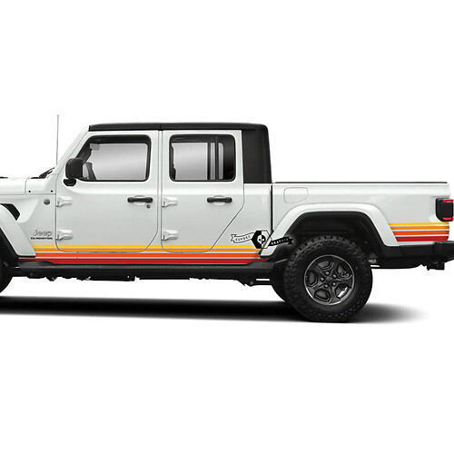 Graphic Kits - Jeep Gladiator Rubicon Retro Vintage 4x4 Rocker Panel Off-Road racing stripe kit sport Off Road