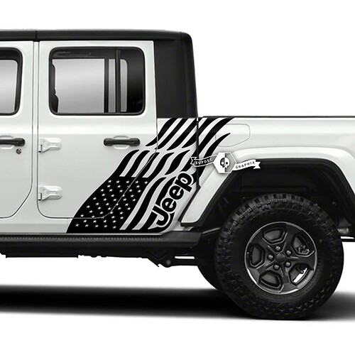 Pair of Jeep Gladiator Side USA Flag Doors Stickers Decals Vinyl Graphics Stripe