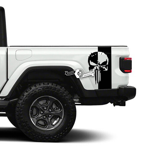 Pair of Jeep Gladiator Side Punisher Stickers Decals Vinyl Graphics Stripe