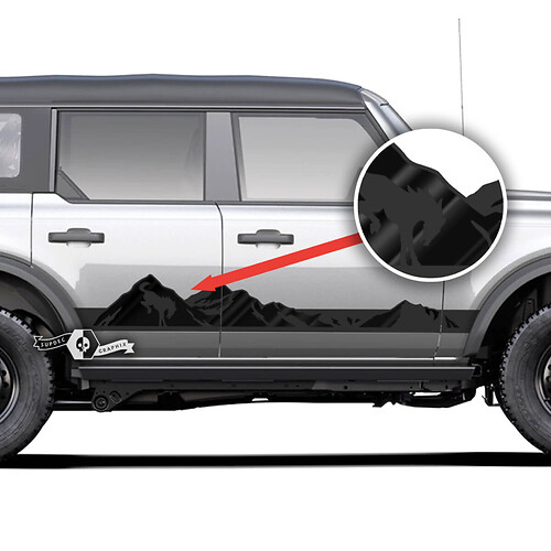 Pair of  Doors Side Mountain Rocker Panel Graphics  Decals Stickers for Ford Bronco 2 Colors