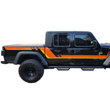 Pair Jeep Gladiator Side Doors Bed Fender Stripes Style Vinyl Decal Sticker Graphics kit 2 Colors 3