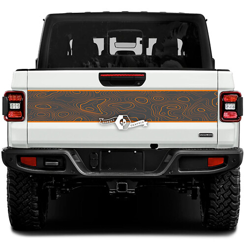 Jeep Gladiator Wrap  Stickers Decals Vinyl Graphics Topographic Map Tailgate Bed Trim Vinyl Stickers Decals 2 Colors
