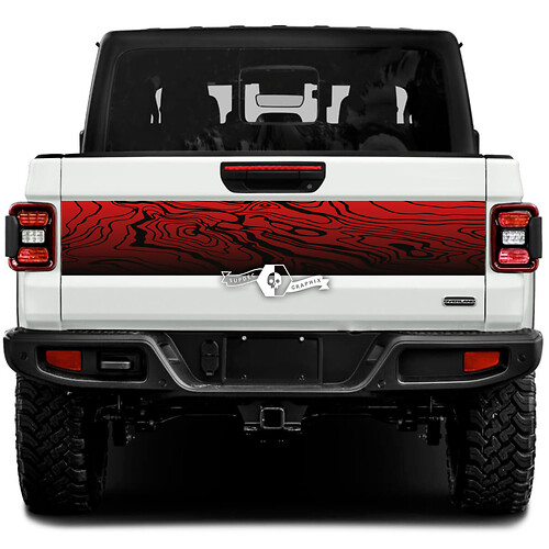 Jeep Gladiator Wrap Stickers Decals Vinyl Graphics Topographic Map Tailgate Bed Vinyl Stickers Decals Gradient 2 Colors