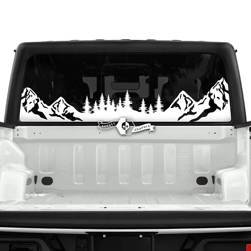 Jeep Gladiator Rear Window Mountains Forest Stickers Decals Vinyl Graphics Stripe