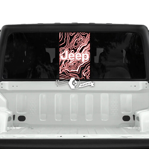 Jeep Gladiator Rear Window USA Topographic Map Stickers Decals Vinyl Graphics Stripe 2 Colors