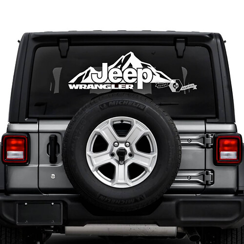 Jeep Wrangler Unlimited Rear Window Mountains Stickers Decals Vinyl Graphics