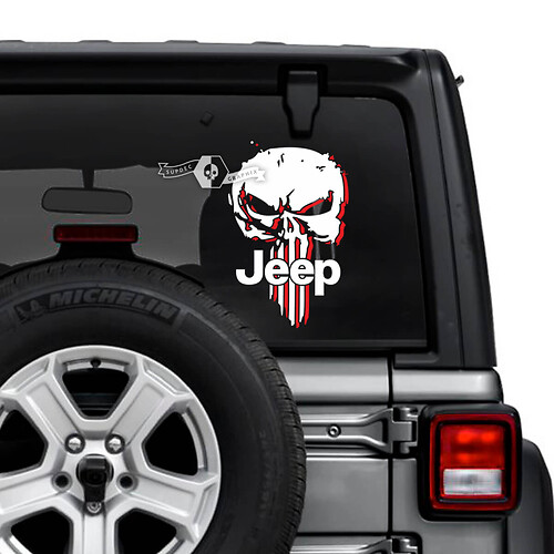 Jeep Wrangler Unlimited ພາສາລາວ Rear Window Punisher Shadow Stickers Decals Vinyl Graphics 2 ເສືອ Colors
