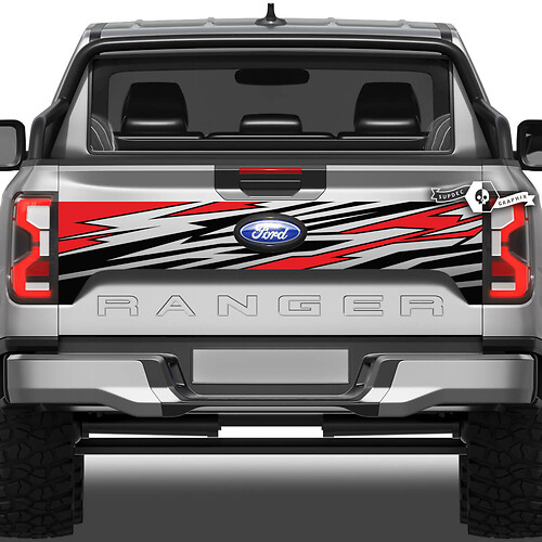 Ford Ranger ପ୍ରକାର ଡାଜଲ ପେଣ୍ଟ ସ୍ପ୍ଲାଶ ରେପ୍ ଟେଲଗେଟ୍ ବେଡ୍ ସାଇଡ୍ ଭିନିଲ୍ ସ୍ଟିକର୍ ଡେକାଲ୍ 2 ରଙ୍ଗରେ
