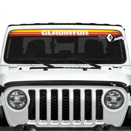 Jeep Gladiator Windshield Logo SunSet Retro Vintage Classic Colors Stickers Decals Vinyl Graphics Gradient