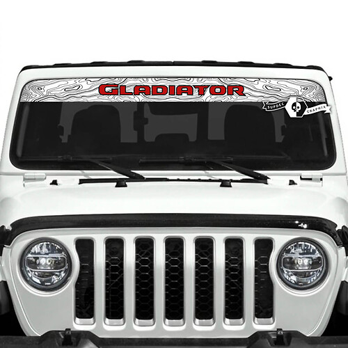 Jeep Gladiator Windshield Logo Topographic Map Stickers Decals Vinyl Graphics 2 Colors