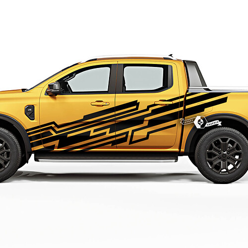 Pair Ford Ranger Raptor Line Modern Geometry Fender Doors Bed Side Vinyl Stickers Decals
