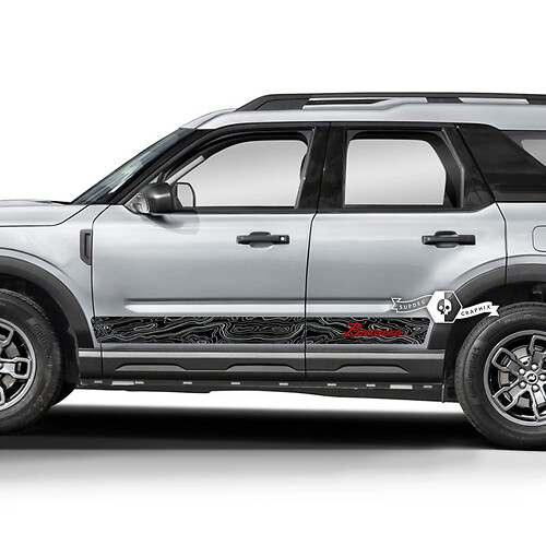 2x Ford Bronco Doors  Rocker Panel Topographic Map Decals Stickers 2 Colors