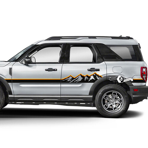 2x Ford Bronco ପର୍ବତ ବନ ଦ୍ୱାର ସାଇଡ୍ ଲୋଗୋ ଲାଇନ୍ ଡେକାଲ୍ ଷ୍ଟିକର୍ 2 ରଙ୍ଗରେ
