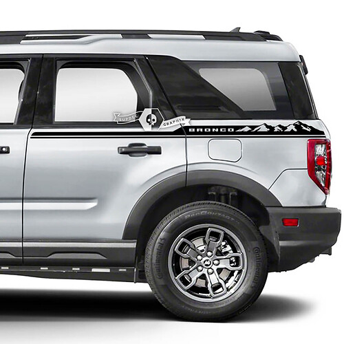 2x Ford Bronco Door Up Side Fender Mountains Logo Decals Stickers