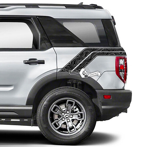 2x Ford Bronco Fender Topographic Map Side Decals Stickers