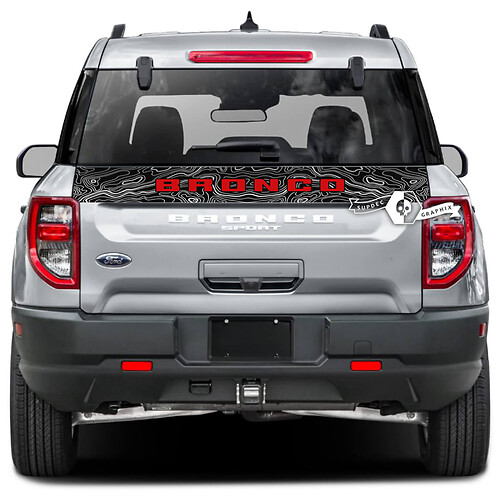Ford Bronco Tailgate ບີດ Trim Stripe Logo Topographic Map Wrap Decals Stickers 2 Colors
