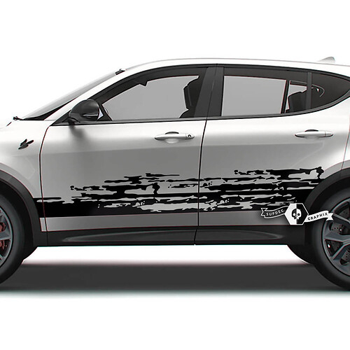 Pair Dodge Hornet Doors Side Stripes Splash Wrap Mud Dazzle Paint Destroyed Vinyl Decals Stickers