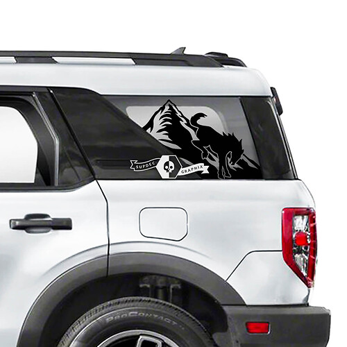 Pair Ford Bronco Mountain Logo Vinyl Graphics Stickers Decals
