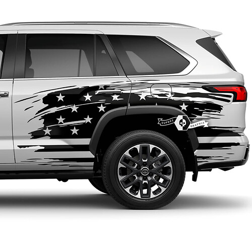 Pair Toyota Sequoia Rear Fender Door Wrap UAS Flag Splash Dazzle Paint Vinyl Stickers Decal fit Toyota Sequoia
