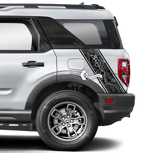 2x Ford Bronco Sport အိမ့် Topographic Map အောက်ပိုင်း Rear Fender Logo Decals Stickers
